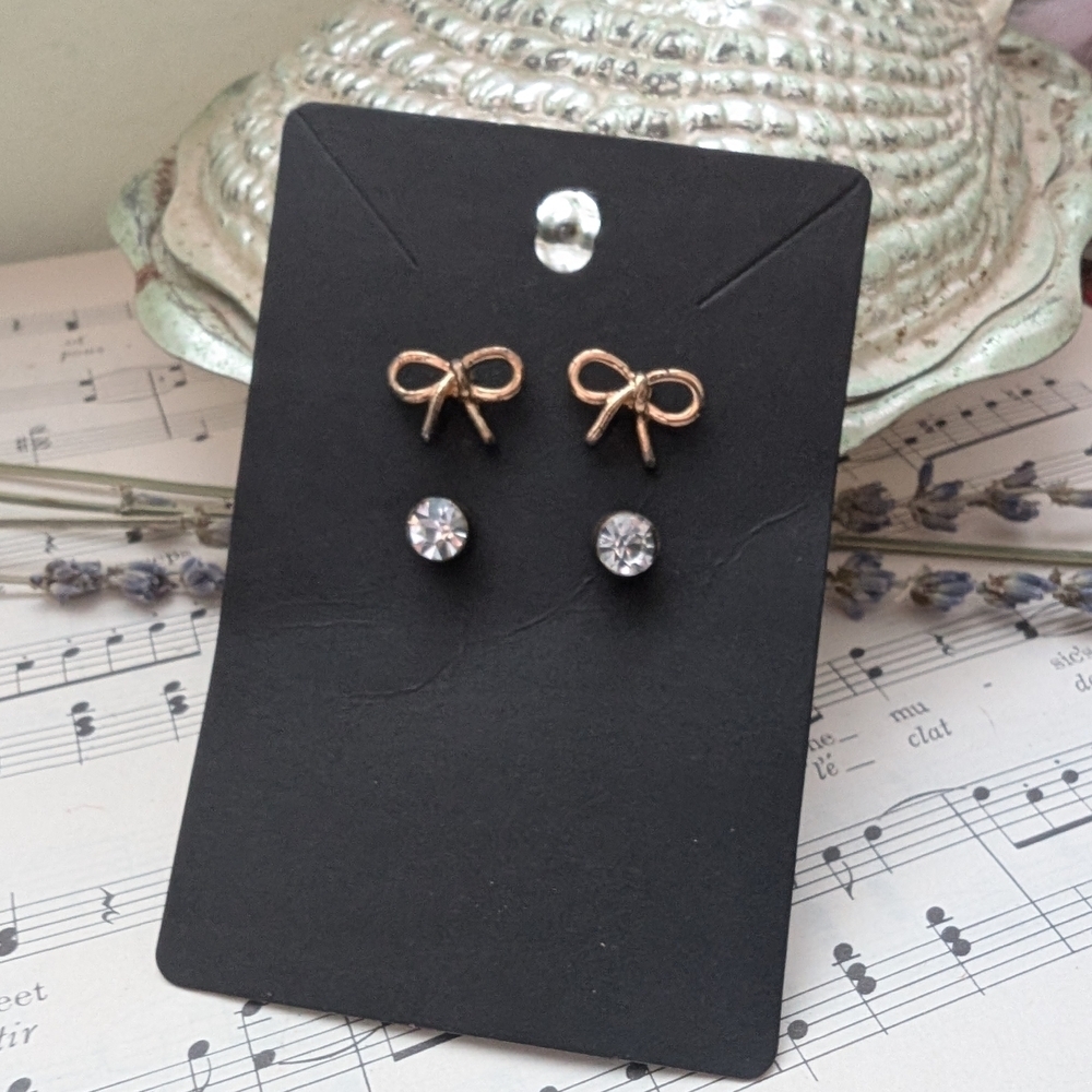 Bow and Crystal Stud Earrings - Picture 5 of 6